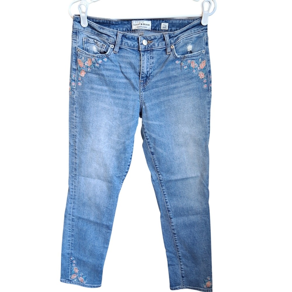 Lucky Brand Skinny Lolita Astr Ankle Jeans Embroidered Sz 29 EUC